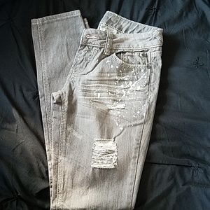 Gray Delia's Distressed Jeans
